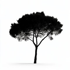 Fototapeta premium Isolated Silhouette of a Tree with Thick Trunk Against White Background