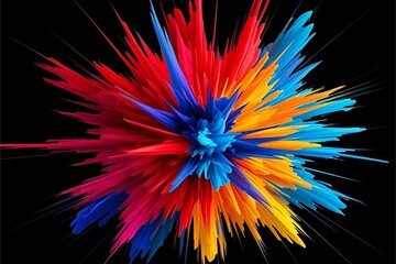 Beautiful explosion of colors, red, yellow, blue, pink, watercolor background paper design. Minimal plain full screen paper Simple with space for copying text A3 a4

