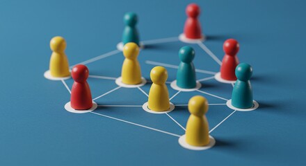 Colored pieces interconnected forming a connected network.