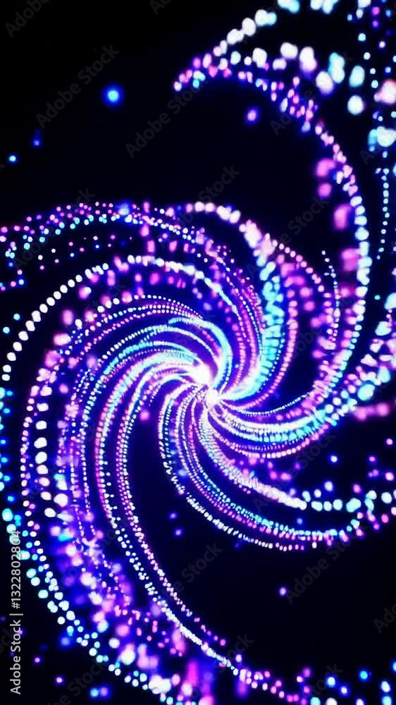 Poster vibrant neon swirl of animated lights creating hypnotic spiral patterns in a mesmerizing dance