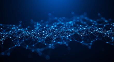 Digital network connections glowing in blue.