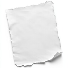 Isolated Torn Sheet of White Paper with Jagged Edges on White Background