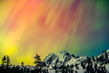 Aurora Borealis Above Big Mountain Peak