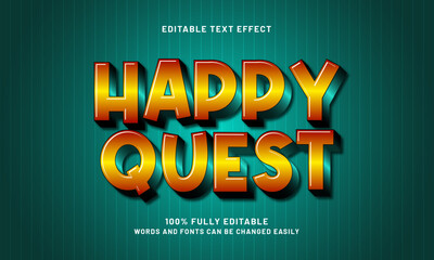 happy quest editable text effect with a game and kids text style