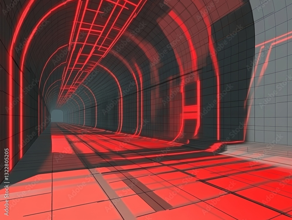 Aufkleber illustration of abstract background of endless futuristic tunnel with geometric design in perspectiv