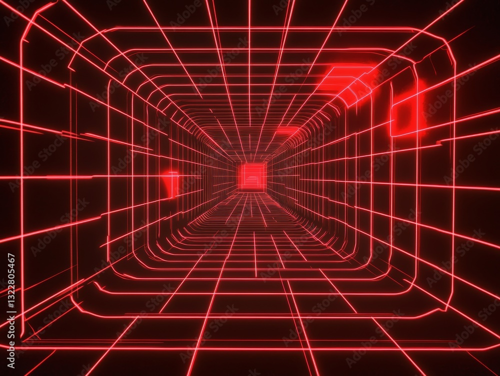 Aufkleber illustration of abstract background of endless futuristic tunnel with geometric design in perspectiv
