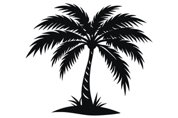 palm trees are shown in black and white Vector
