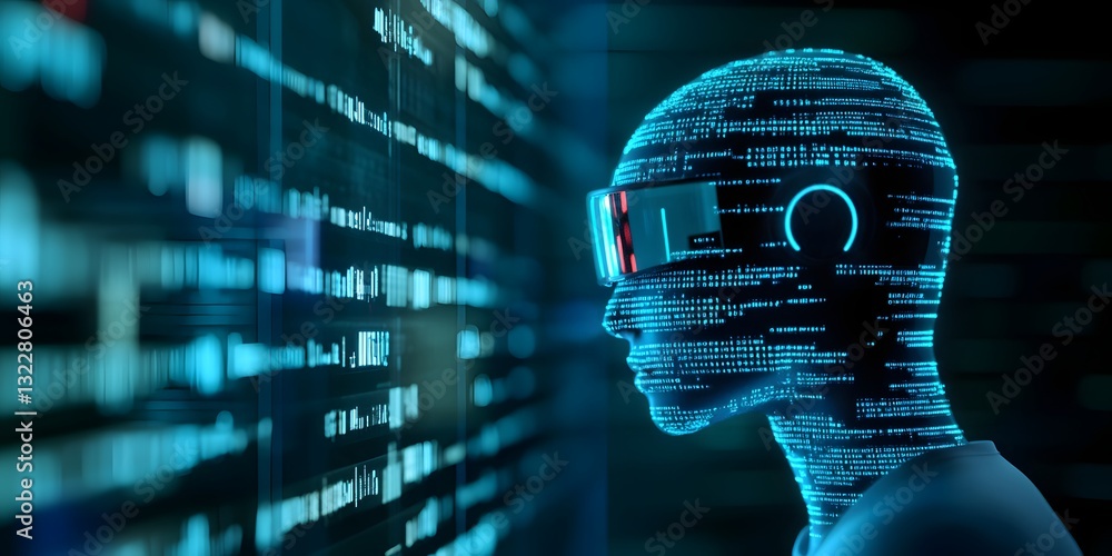 Poster digital guardian protecting sensitive data in a futuristic cyber environment