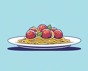 flat illustration of noodles on a plate