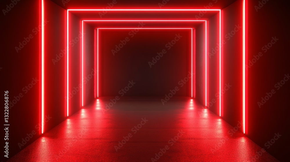 Aufkleber illustration of abstract background of endless futuristic tunnel with geometric design in perspectiv