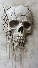 Fototapeta premium Cracked Skull: A Textured Study of Mortality