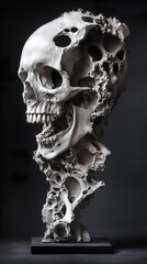 Obraz premium Eroded Skull Sculpture: A Study in Mortality