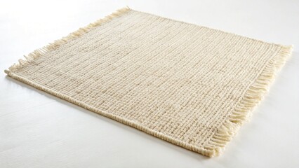 Cozy Organic Cotton Rug Flat Lay, Natural Texture, White Background