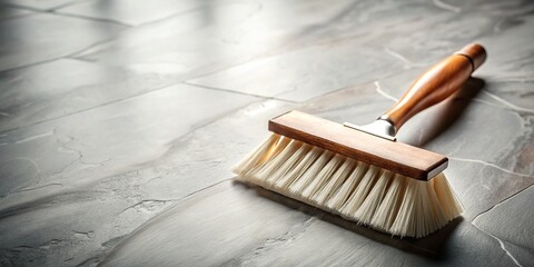 Deep Focus Flat Lay: Tile Brush on Marble Background - Copy Space