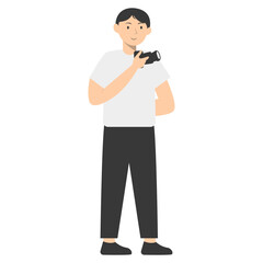 Illustration of Person Enjoying Hobbies on White Background. Vector Character in Flat Cartoon Style.