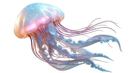 Fototapeta premium Glowing Jellyfish with Colorful Tentacles