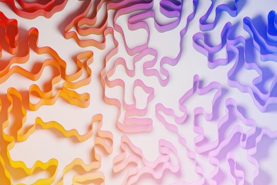 Abstract Gradient Ribbons on a White Surface