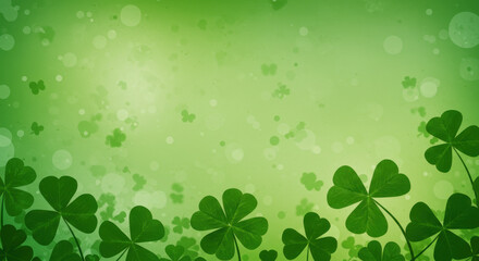 A Digital Art Composition Of Lush Green Clovers On A Soothing Green Backdrop