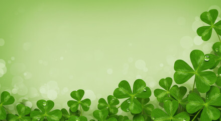 A Digital Art Composition Of Lush Green Clovers On A Soothing Green Backdrop