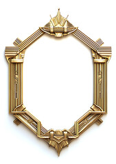vintage Golden Antique Picture Frame designed as a decorative border for a blank picture on white background
