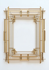 vintage Golden Antique Picture Frame designed as a decorative border for a blank picture on white background