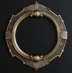 vintage Golden Antique Picture Frame designed as a decorative border for a blank picture on black background