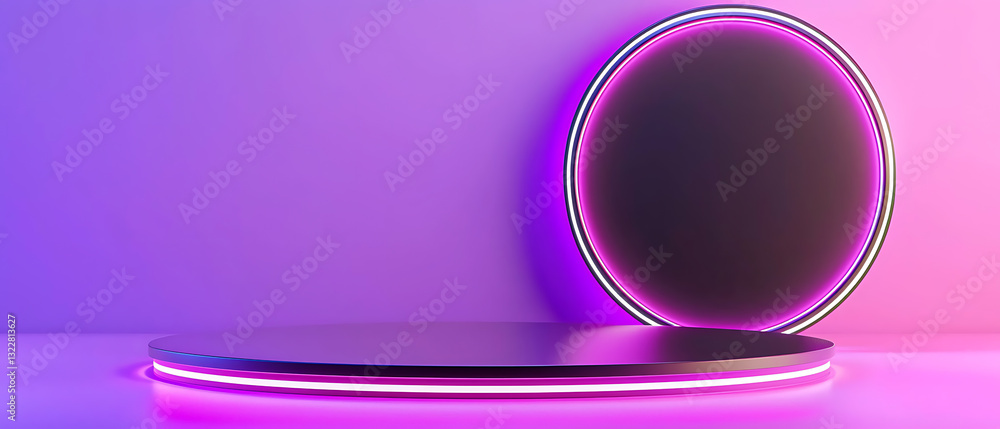Poster illuminated stage setup for events creative space 3d display modern artistic minimalist
