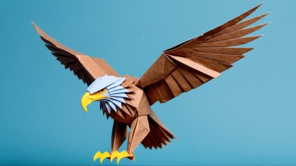 Obraz premium a stunning origami eagle captures the beauty of nature through intricate paper folding