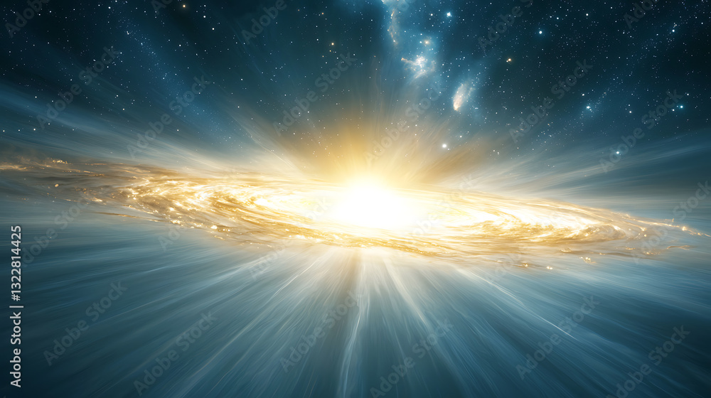 Poster cosmic explosion event deep space digital artwork celestial environment wide-angle view universe con