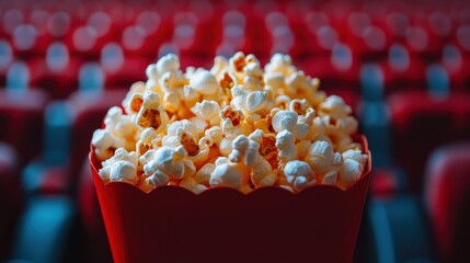 Popcorn in Red Container Ready for Digital Streaming Experience