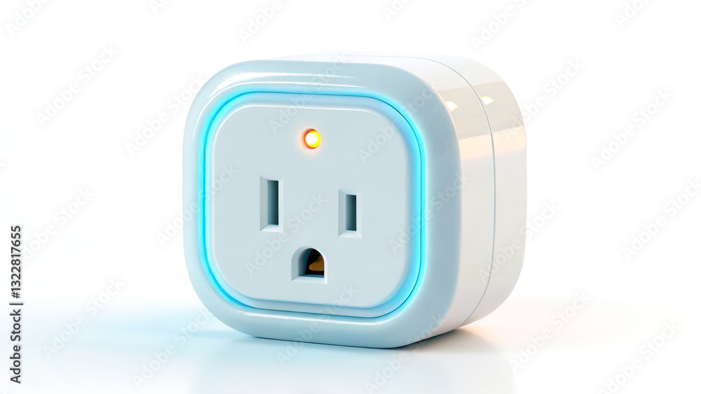 Poster iot smart home integration concept. smart plug with led indicator for efficient power management and