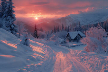 Beautiful snow winter landscape. Winter landscape. Beautiful wintry landscape