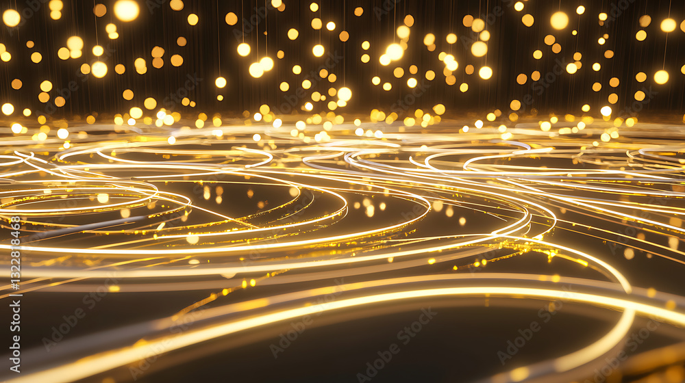 Poster dynamic light trails creating a magical atmosphere abstract art studio illuminated environment close