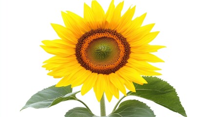 Fototapeta premium Vibrant sunflower, studio shot, white background, floral design