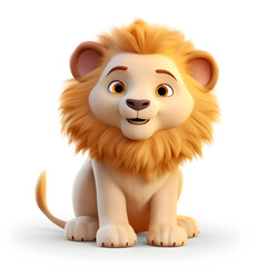 Fototapeta premium Digital technology 3D cute lion icon
