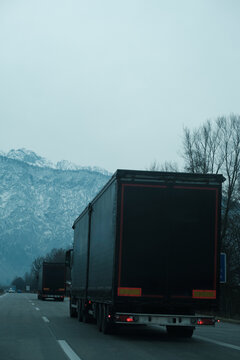 Big truck on Autobahn in Austria. 