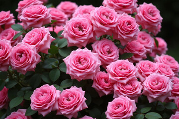 Naklejka premium pink roses growing on wall in garden