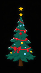 Obraz premium Christmas tree isolated on the black background. with white shades