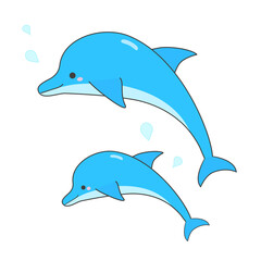 ジャンプするイルカのイラスト