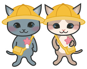 幼稚園へ入学する猫のキャラクター