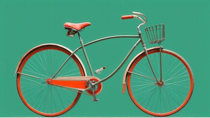 Fototapeta premium vibrant vintage bicycle against a bright green background