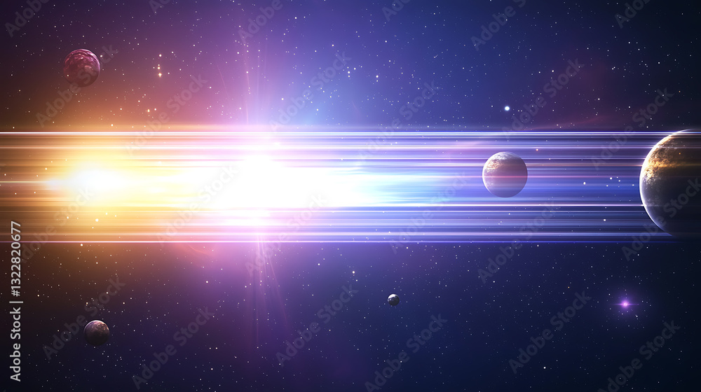 Poster cosmic event stellar explosion in deep space digital art vibrant colors celestial view abstract conc