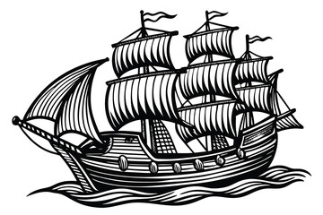 Naklejka premium boat silhouettes with white background