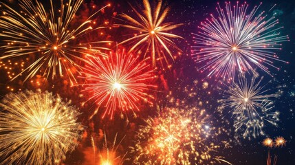 Vibrant Fireworks Display Lighting Up the Night Sky in Celebration