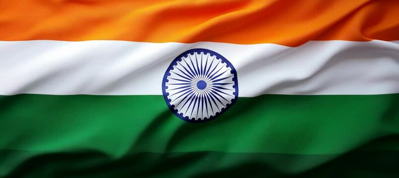 Waving India flag background. Country independence day concept. Generative AI technology.	
