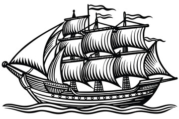 Naklejka premium ship hand drawn Vector