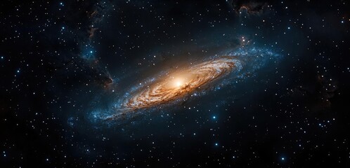 Fototapeta premium Dark sky idea. A breathtaking view of a distant galaxy illuminated by thousands of stars.