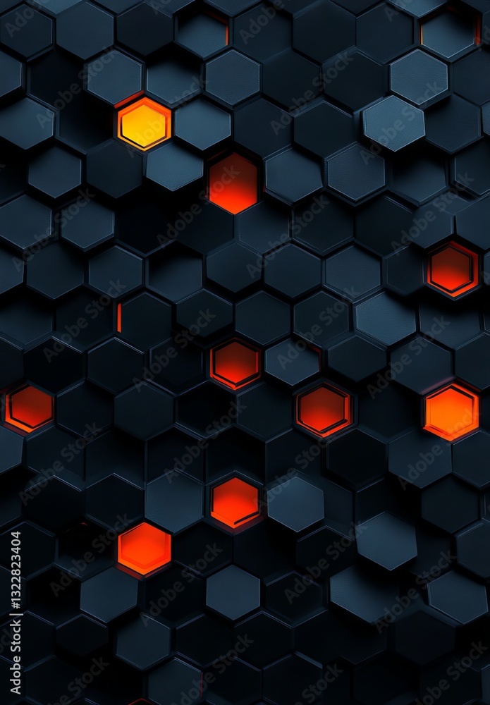 Poster hexagonal pattern with illuminated cells