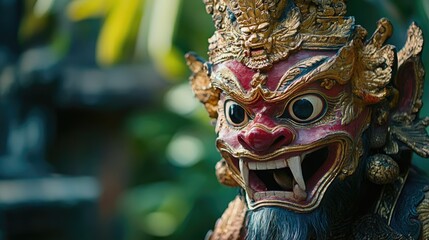 Obraz premium Close-up of a Traditional Balinese Mask with Ornate Details