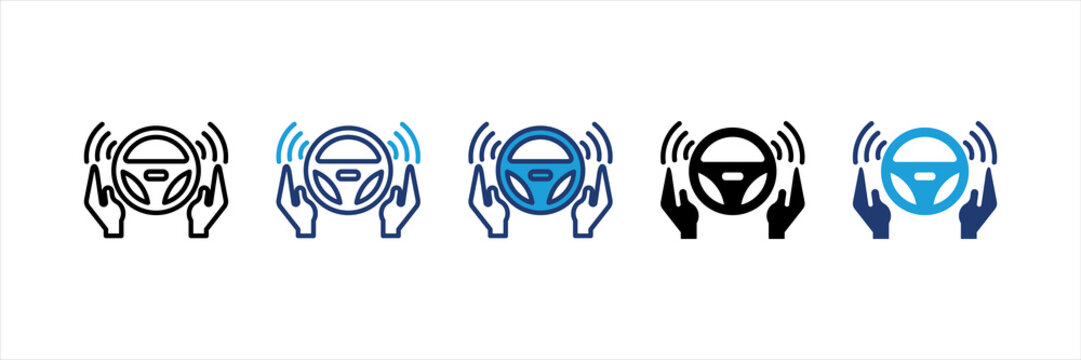 Driverless Car Multi Style Icon Set